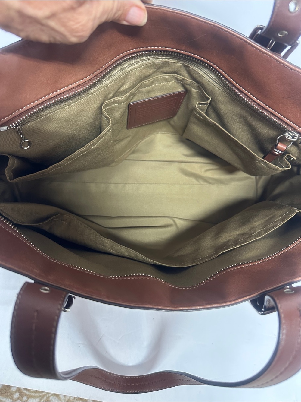 Coach F12609 Hampton Leather Tote Shoulder Bag Camel Brown Large VTG Bag - Picture 12 of 14